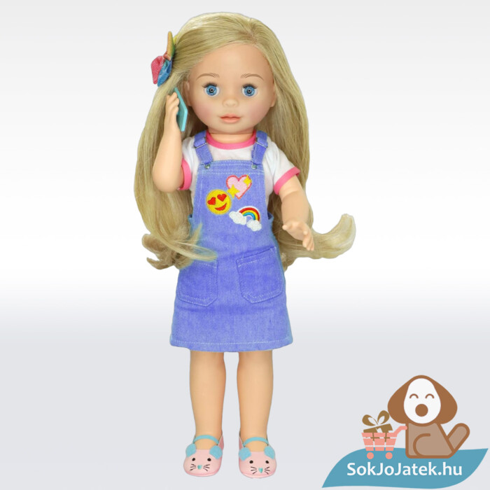 Call me Chloe magyarul beszélő divatos interaktív baba mobiltelefonnal kibontva (42 cm)