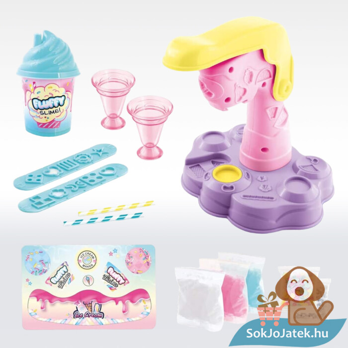 Habslime gleccser jégkrémgyár fagyi készítő kreatív játékszett tartalma (Canal Toys)