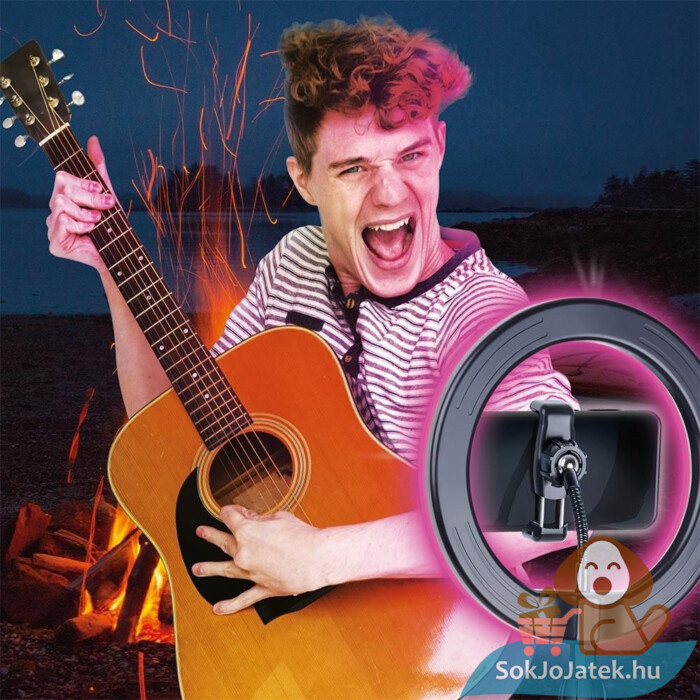 Studio Creator: Deluxe influenszer szelfi és videokészítő készlet, LED körfénnyel használat közben