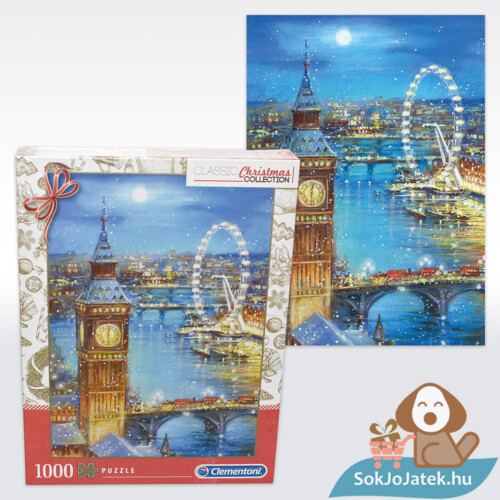 A Big Ben hópelyhei karácsonyi puzzle képe és doboza, 1000 db - Clementoni Christmas Collection 39319)