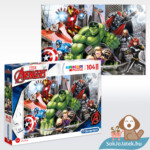 Marvel (Bosszúállók) puzzle kirakott képe és doboza, 104 db (Clementoni SuperColor Maxi 23688)