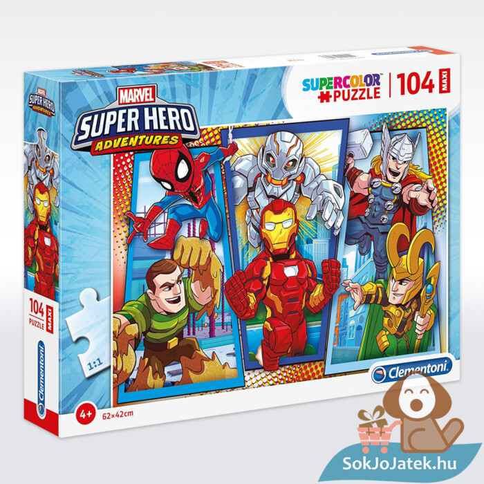 Marvel szuperhősöl (Super Hero Adventures) puzzle, 104 db (Clementoni SuperColor Maxi 23746)