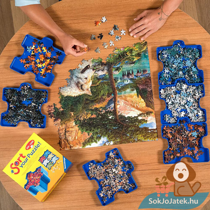 Puzzle rendszerező / szortírozó, 6 részes válogató tálca az asztalon (Ravensburger 17934)