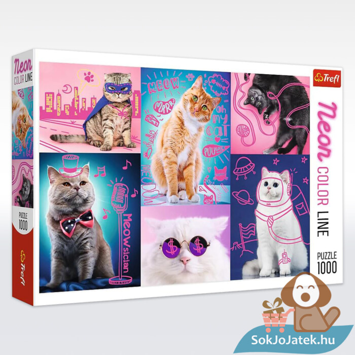 Szupercicák puzzle, sötétben világító kirakó, 1000 db (Trefl Neon Color Line)