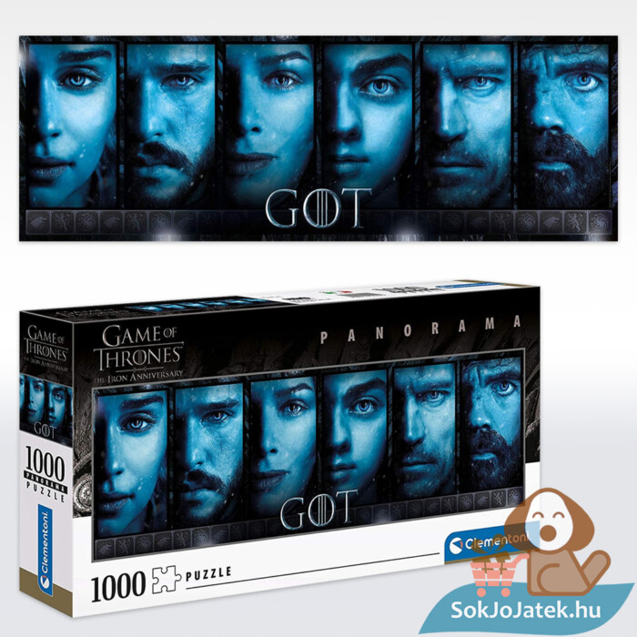 Trónok Harca panoráma puzzle képe és doboza (Game of Thrones), 1000 db (Clementoni 39590)