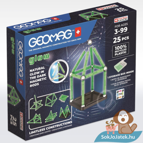 Geomag Glow: Foszforeszkáló mágneses kreatív építőjáték (25 db)