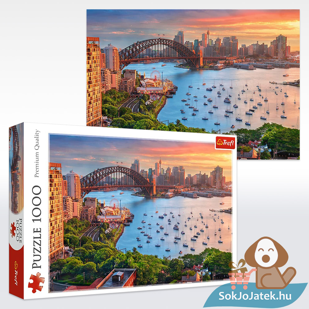 Sydney Harbor Bridge, Ausztrália puzzle képe és doboza, 1000 db (Trefl 10743)