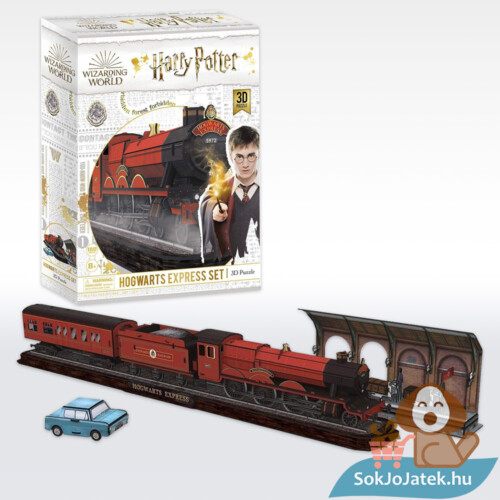 Harry Potter 3D puzzle: A Roxfort Expressz, a 9 és 3/4-ik vágány, a repülő autó, 180 db (CubicFun)