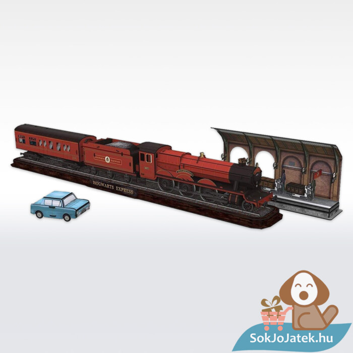 Harry Potter 3D puzzle megépítve: A Roxfort Expressz, a 9 és 3/4-ik vágány, a repülő autó, 180 db (CubicFun)