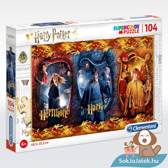 Harry Potter puzzle doboza: Hermione, Harry, Ron Weasley, 104 db (Clementoni SuperColor 61885)