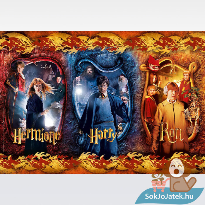 Harry Potter puzzle képe: Hermione, Harry, Ron Weasley, 104 db (Clementoni SuperColor 61885)