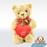 Plüss Bálint maci „Love You” feliratos szívvel (20cm)