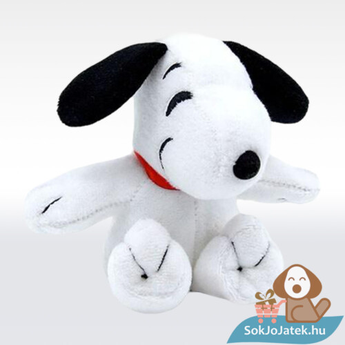 Snoopy a plüss beagle kutya, piros nyakörvvel (19 cm)