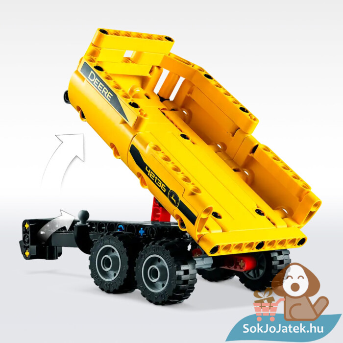 John Deere 9620R: 4WD Traktor billenthető utánfutóval, játék közben (Lego Technic 42136)