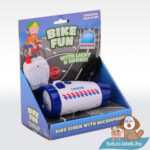 Kerékpárra szerelhető rendőrségi hangosbeszélő mikrofonnal, LED lámpával