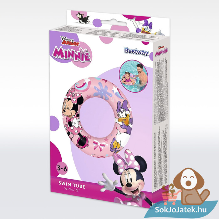 Mickey egér és barátai: Minnie és Daisy mintás rózsaszín úszógumi doboza, 56 cm (Bestway 91040)