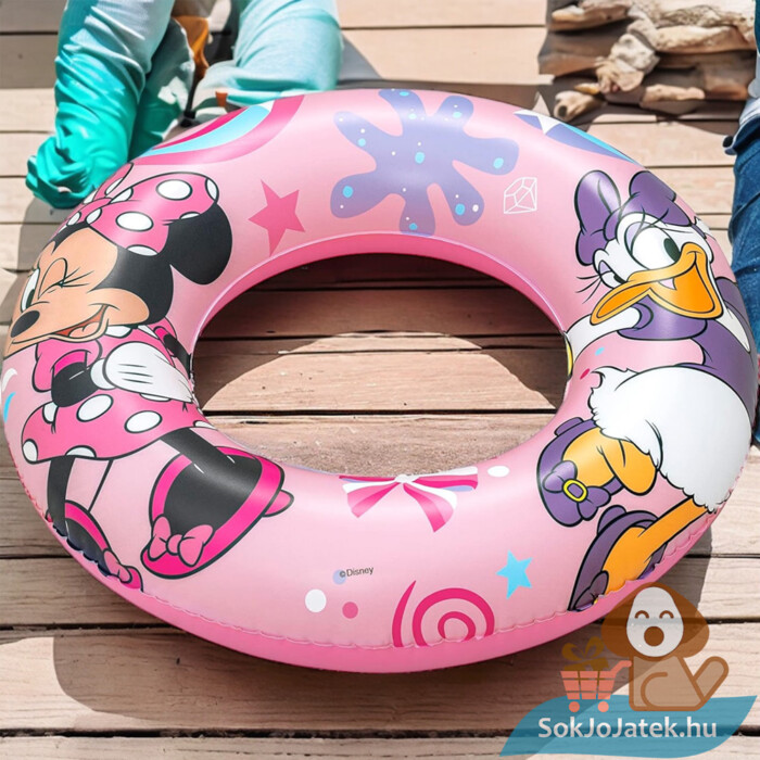 Mickey egér és barátai: Minnie és Daisy mintás rózsaszín úszógumi a stégen, 56 cm (Bestway 91040)