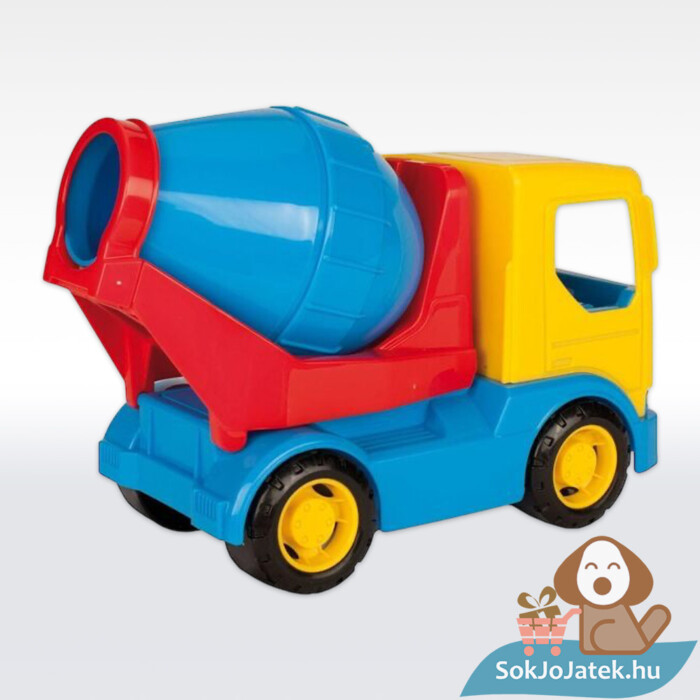 Tech Truck színes betonkeverő teherautó hátulról, mozgatható elemekkel, 24 cm (Wader)