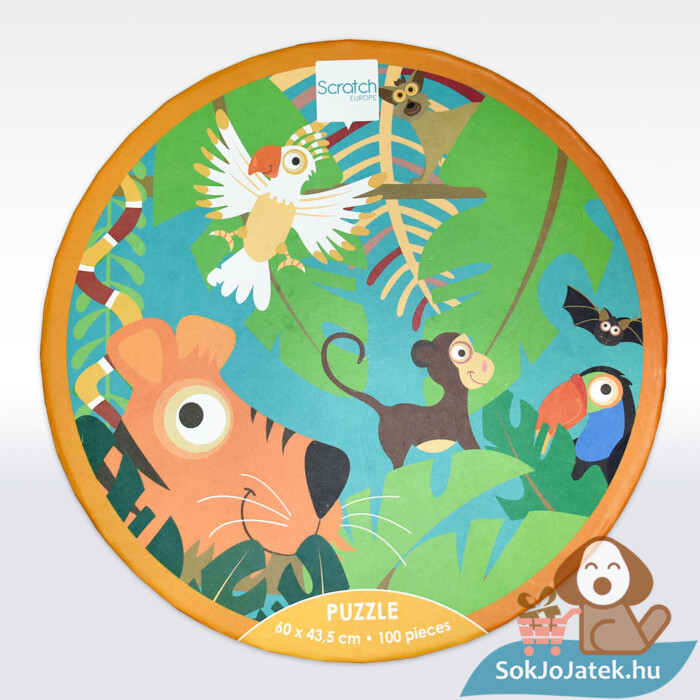 Dzsungel gyerek puzzle doboza felülről, 100 db (Scratch Europe)