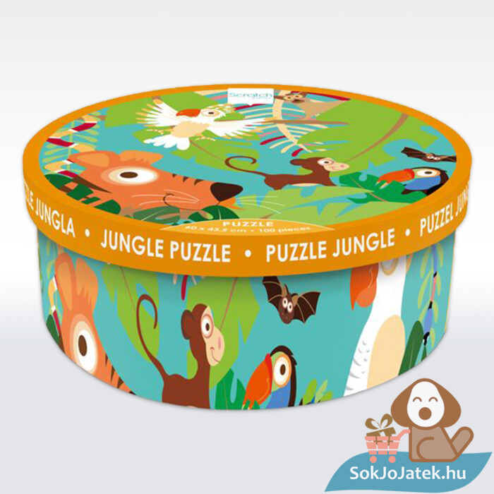 Dzsungel gyerek puzzle doboza oldalról, 100 db (Scratch Europe)