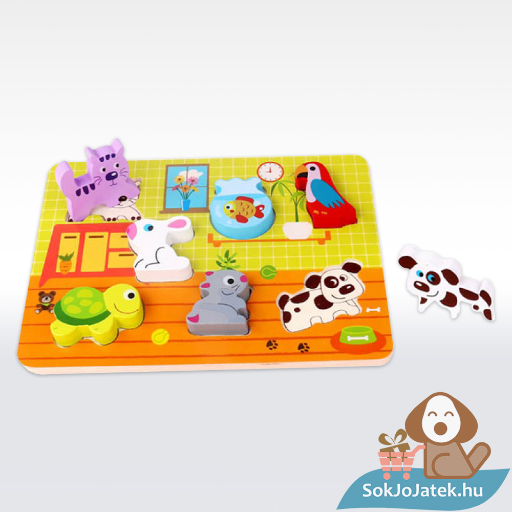 Háziállatok, formaválogató készségfejlesztő fajáték (Tooky Toy)