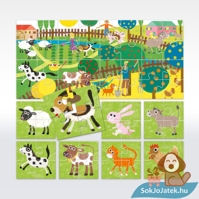 Headu: Az én farmom kétoldalas logikai fejlesztő puzzle tartalma (8+1 kép, 32 db)