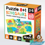 Headu: Dinoszauruszok, 8+1 db-os, kétoldalas fejlesztő puzzle