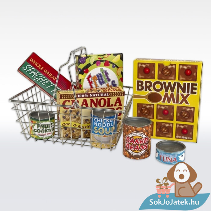 Szerepjáték: Fém bevásárlókosár élelmiszerekkel (Melissa & Doug)