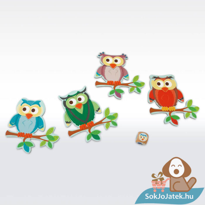 Bagoly forma puzzle dobókockával 5×4 db tartalma (Scratch Europe)