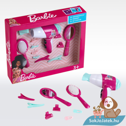 Barbie: Fodrászkészlet szerepjáték elemes hajszárítóval, kiegészítőkkel (Klein)