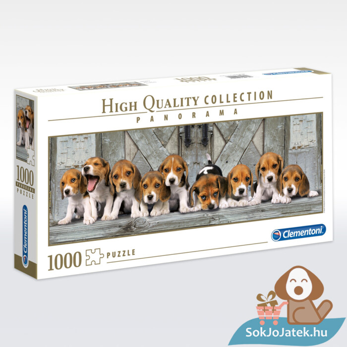 Beagle kutyák panoráma puzzle doboza, 1000 db (Clementoni 39435)