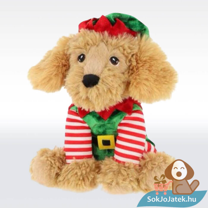 Cockapoo plüss kutya karácsonyi manó ruhában, 20 cm (Keel Toys)