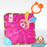 Cukikölyök rózsaszín nyuszi plüss bébi szundikendő rágókával, 20 cm (Biba Toys) felülről