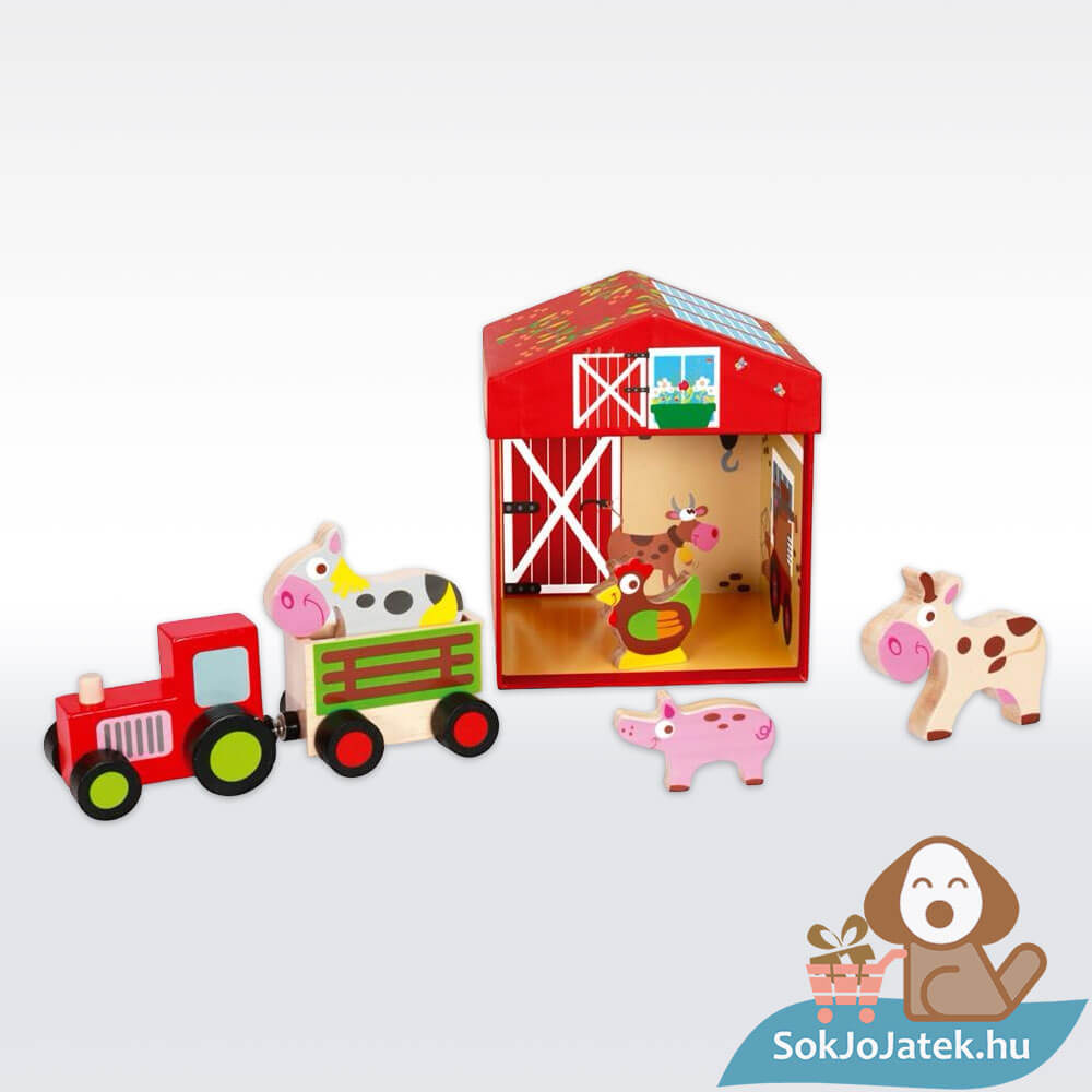 Farm dobozban: fajáték háziállatokkal, pótkocsis traktorral (Scratch Europe)