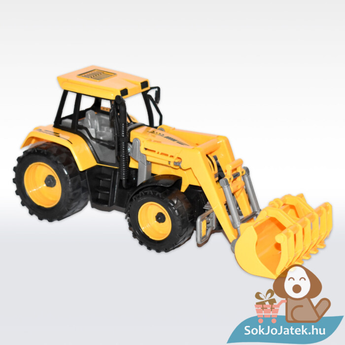 Játék traktor, homlokrakodóval, jobbról