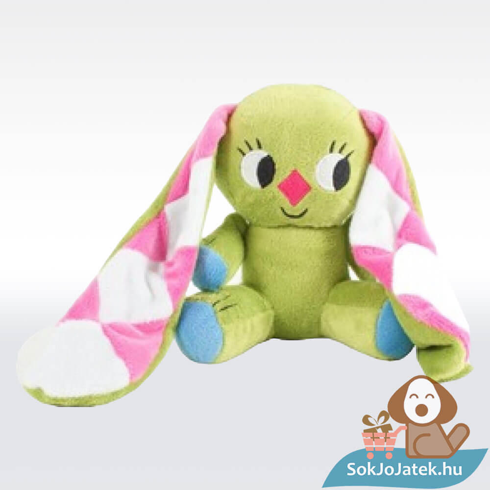 Kockásfülű nyúl ülő plüss figura (15 cm)