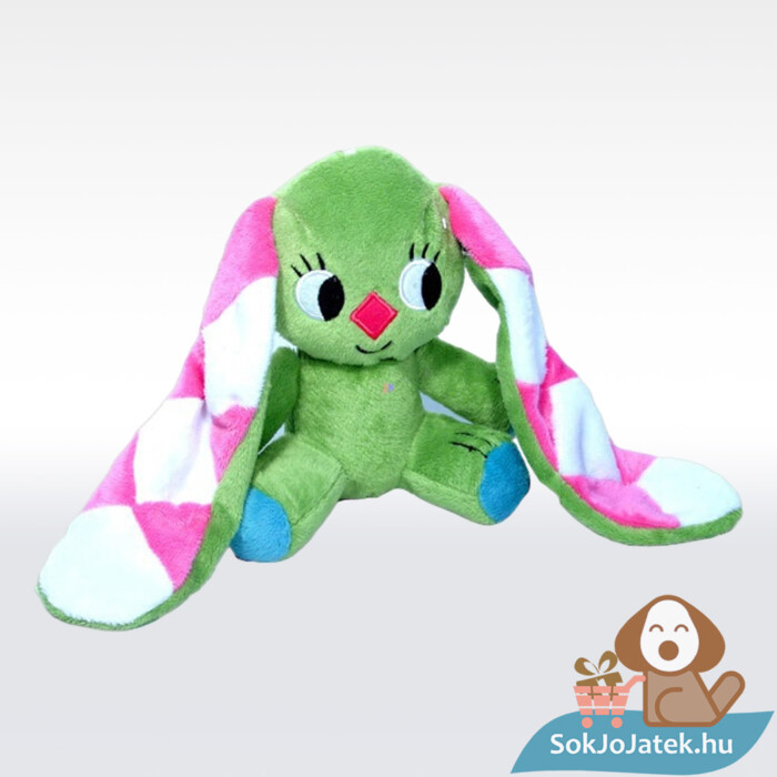 Kockásfülű nyúl ülő plüss figura (23 cm)