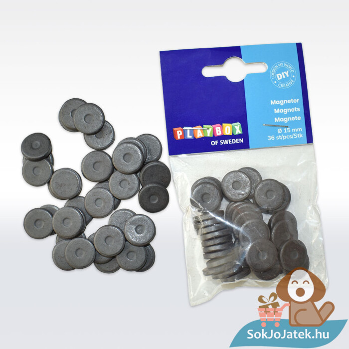 Mágnes korong: 15 és 20 mm vegyesen, 24 db (Playbox)