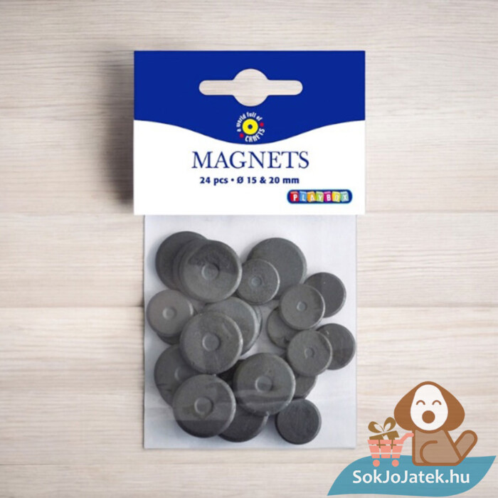 Mágnes korong az asztalon: 15 és 20 mm vegyesen, 24 db (Playbox)