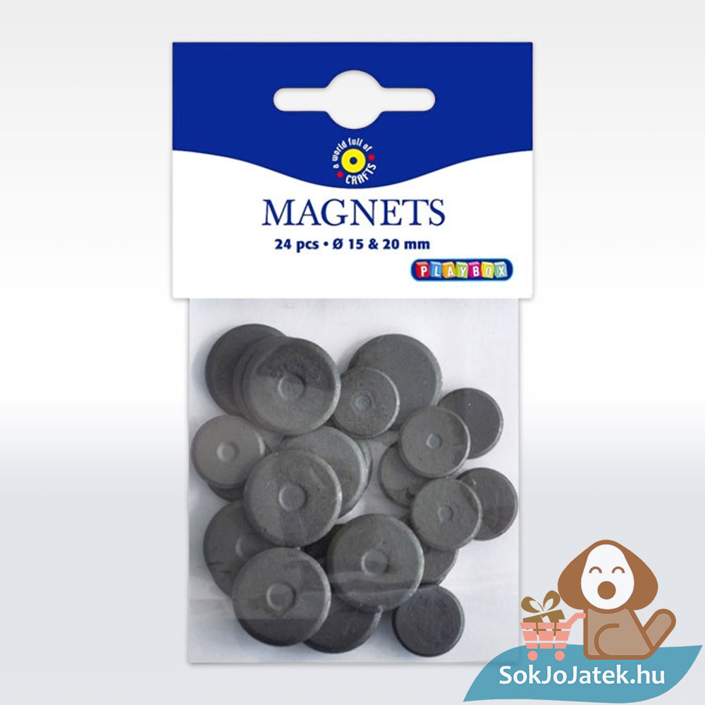 Mágnes korong csomagolása: 15 és 20 mm vegyesen, 24 db (Playbox)
