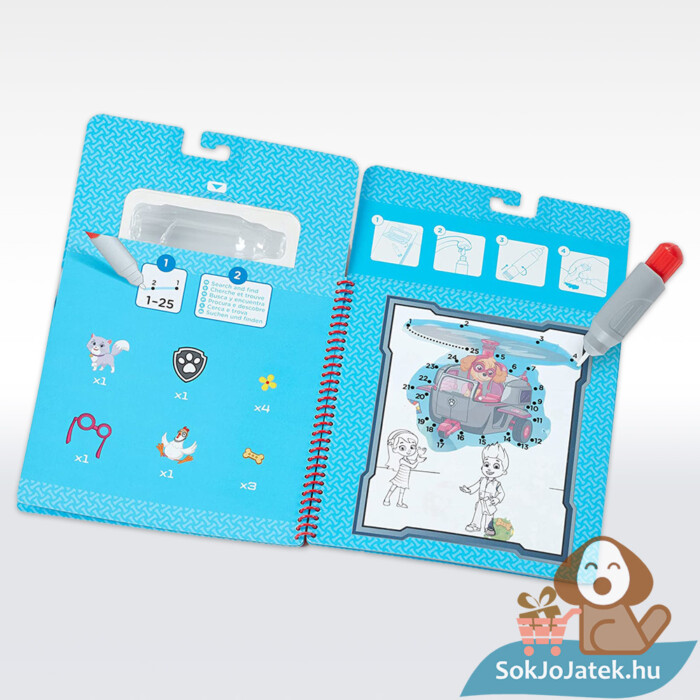 Mancs Őrjárat: Skye rajzolás vízzel kreatív rajzoló szett kinyitva (Melissa & Doug Water Wow)