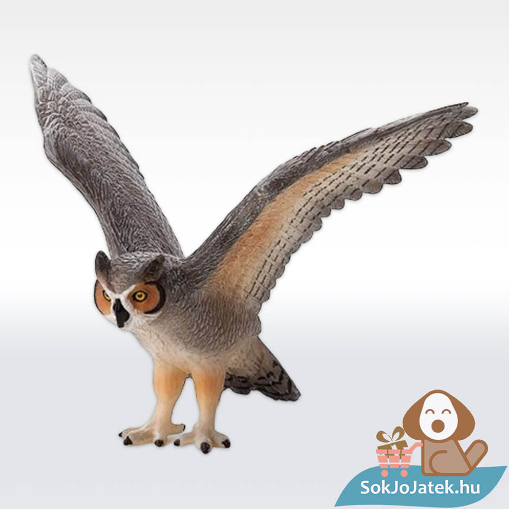 Nagy füles bagoly, amerikai uhu gumírozott figura (Mojo, Animal Planet)