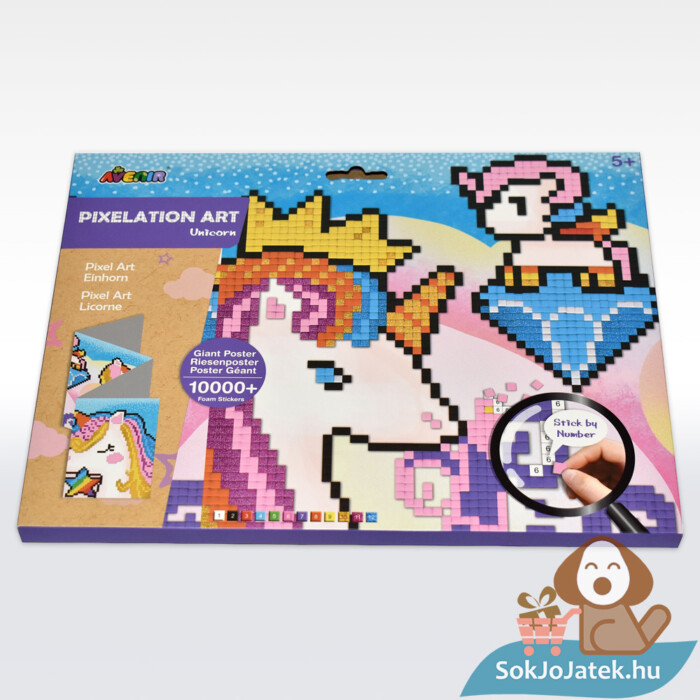 Pixel technika kreatív szett: Unikornis doboza fektetve (Avenir)
