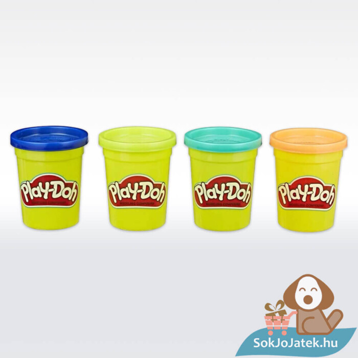Play-Doh 4 tégelyes gyurma: A vadon színei (sötétkék, lime, tüzkiz, narancs) kibontva