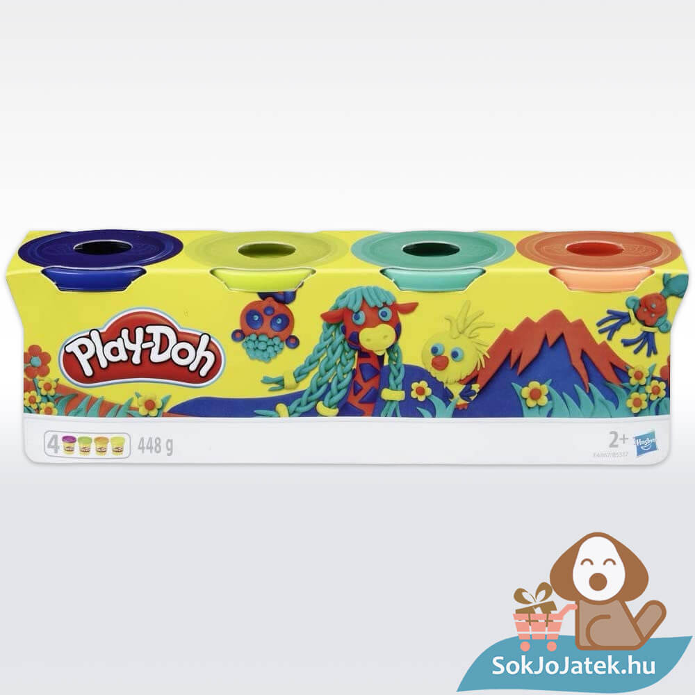 Play-Doh 4 tégelyes gyurma: A vadon színei (sötétkék, lime, tüzkiz, narancs)