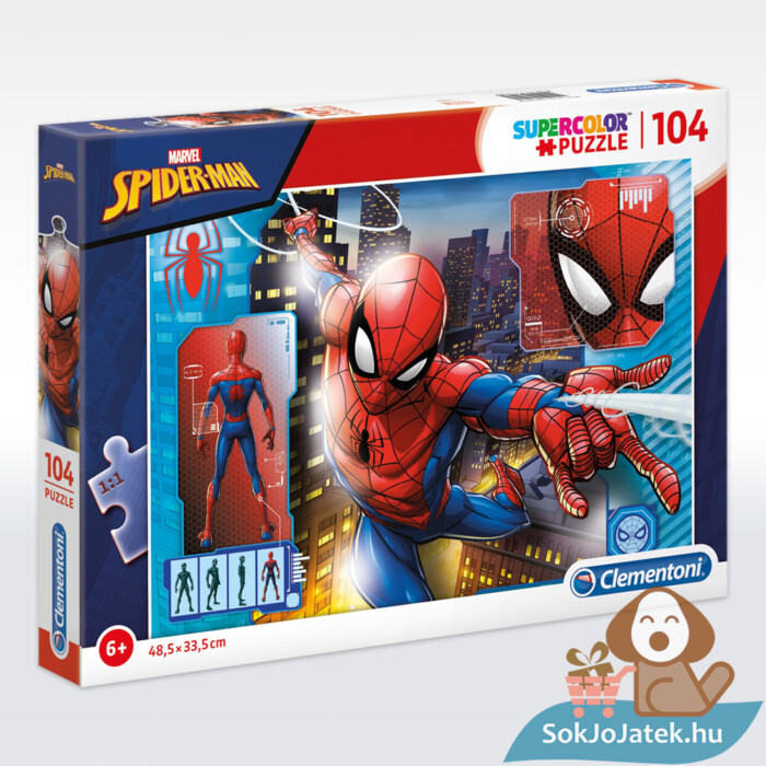 Pókember puzzle doboza, 104 db (Clementoni SuperColor 27118)