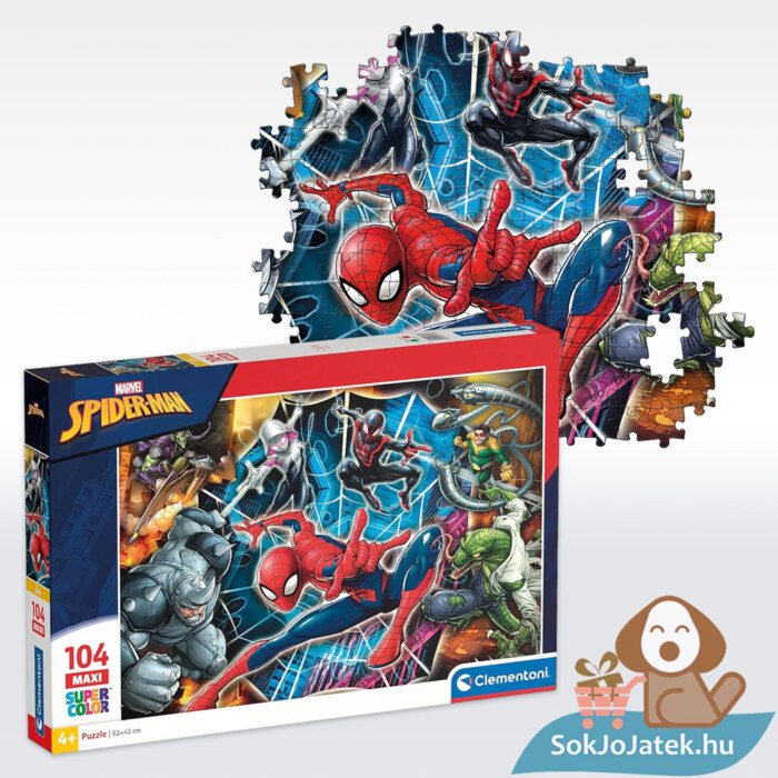 Pókember puzzle: Pókember és ellenfelei, 104 db (Clementoni SuperColor Maxi 23716)