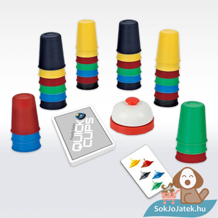 Quick Cups színes poharak társasjáték tartalma