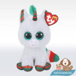TY Beanie Boos: Snowfall, a fehér karácsonyi csillogó szemű plüss unikornis (15 cm)