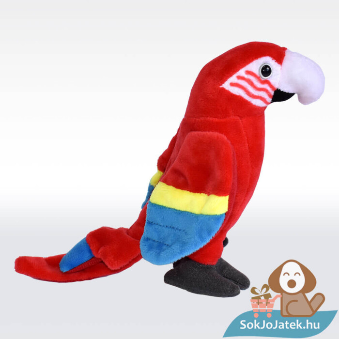 Piros papagáj plüss oldalról (15 cm)